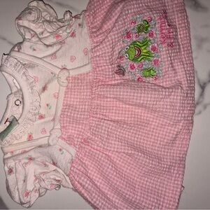 Charming Pink Frog Embroidered Baby Blouse